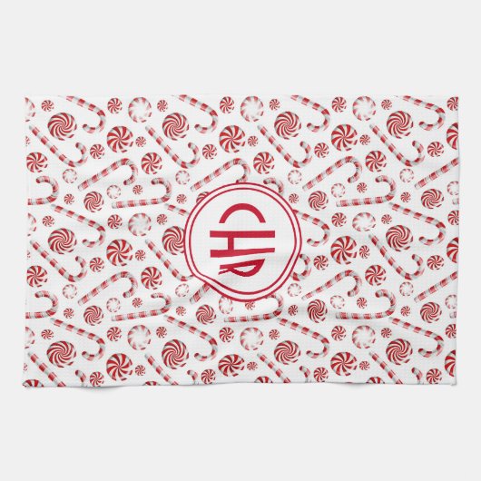 Klassieke kerstsnoepriet theedoek (Horizontaal)