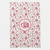 Klassieke kerstsnoepriet theedoek (Verticaal)