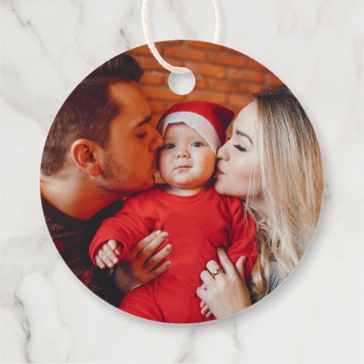 Klassieke kerstsnowflakes foto bedankjes labels (Achterkant)