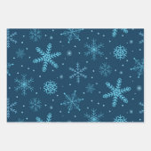 Klassieke kerstsnowflakken op marinesblauwe schaal inpakpapier vel (Voorkant 2)