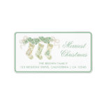 Klassieke kerststaart  adres Garland Etiket<br><div class="desc">Waterverf kerstvoorraad Groene feestdag Return Address Label. Deze prachtige kerstfotokaart is voorzien van een waterverf kersttuin met witte bogen als lijst voor één foto. De achterkant van de uitnodiging zijn kerstgerechten met kerstgarland en bogen. Het is perfect als je op zoek bent naar een klassieke, zuidelijke, grootmilleniale kerstfotokaart. Bericht me...</div>