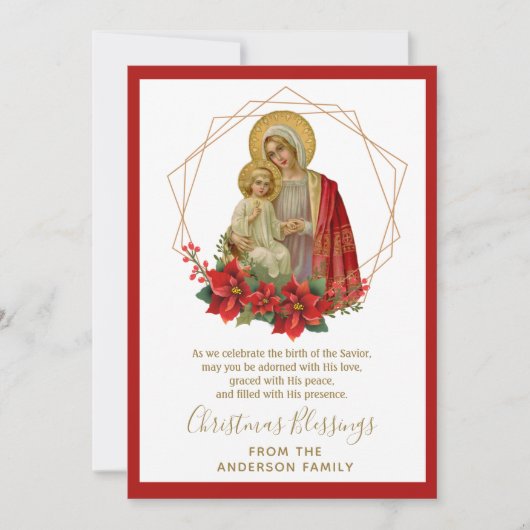 Klassieke kerststal met Maria en Jezus Feestdagenkaart (Voorkant)