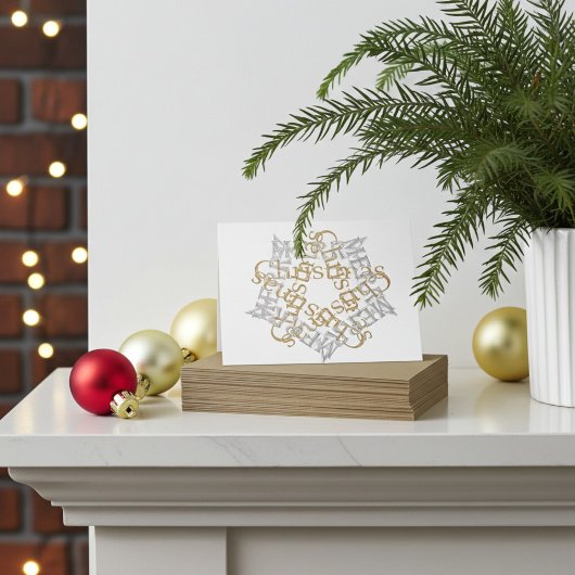 Klassieke Kerstster Goud Zilver Kalligrafie Kunst