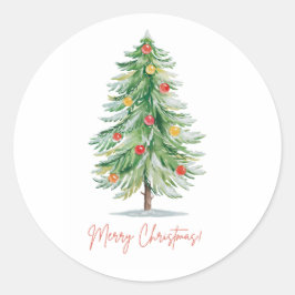Klassieke kerststickers in waterverfstijl ronde sticker