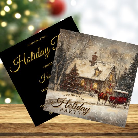 Klassieke Kersttijd Paard en Koets Thuisfeest Kaart