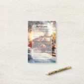 Klassieke Kersttrein Express op een Besneeuwde Nac Post-it® Notes (Op bureau)