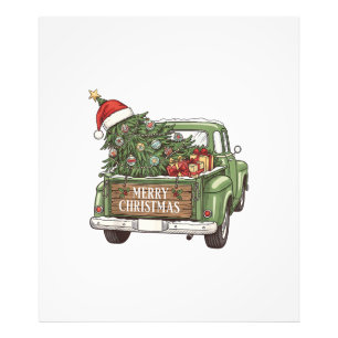 Klassieke Kersttruck Prettig Kerstfeest Mannen Vro Foto Afdruk