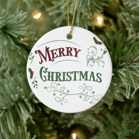 Klassieke Kersttypografie Keramisch Ornament (Boom)