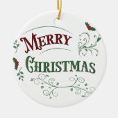 Klassieke Kersttypografie Keramisch Ornament (Voorkant)