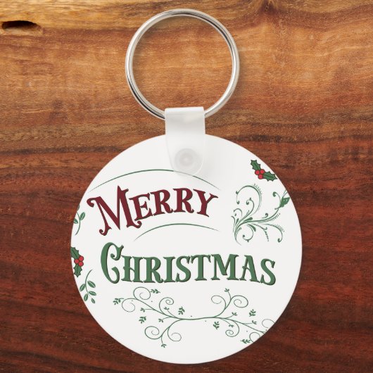 Klassieke Kersttypografie Sleutelhanger (Voorkant)