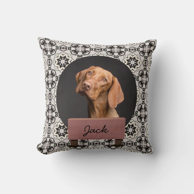 klassieke kerstvakantie Aangepaste hond Foto Kussen (Voorkant)