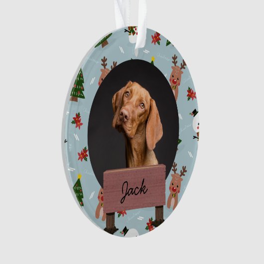 klassieke kerstvakantie Aangepaste hond Foto Ornament (voorkant)