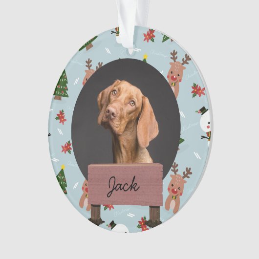 klassieke kerstvakantie Aangepaste hond Foto Ornament (voorkant)
