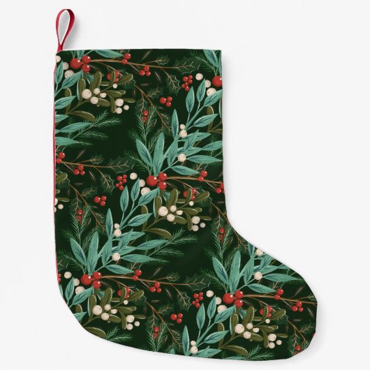 Klassieke Kerstvakantie Botanische Groene Berry Kleine Kerstsok (Voorkant)