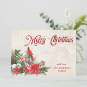 Klassieke kerstvakantie kaarten met kardinaal (Staand voorkant)