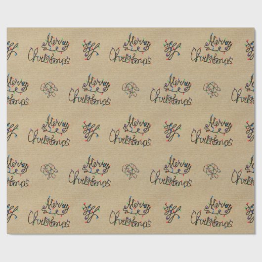 Klassieke Kerstverlichting met Kraft-papier  Cadeaupapier (Vlak)