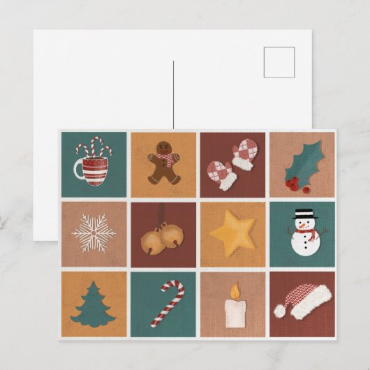 Klassieke kerstversieringen feestdagenkaart (Voorkant / Achterkant)