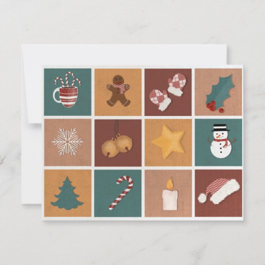 Klassieke kerstversieringen feestdagenkaart (Voorkant)