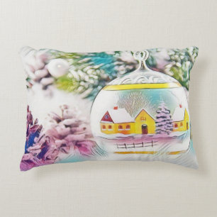 Klassieke Kerstversieringen Ornamenten Aquarel Accent Kussen