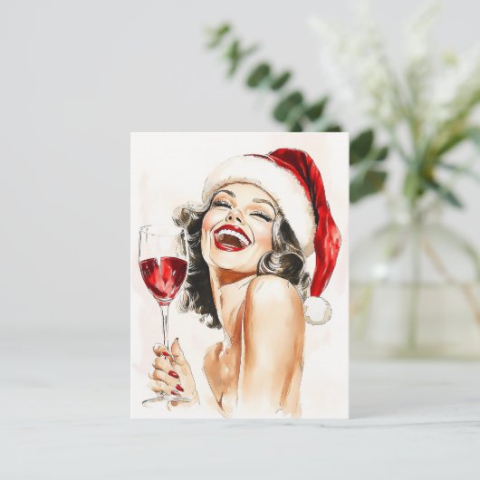 Klassieke Kerstvreugde in Waterverf Feestdagenkaart (Staand voorkant)