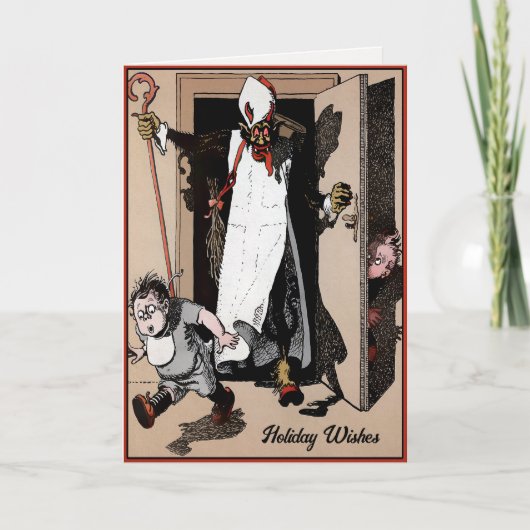 Klassieke Kerstwensen van Krampus Feestdagen Kaart (Voorkant)