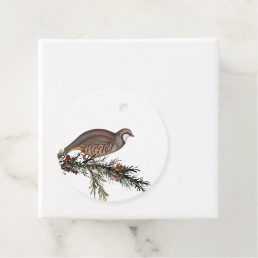 Klassieke kerstwinterpartridge Bird Labels (In situ)