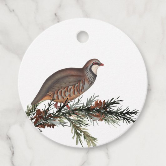 Klassieke kerstwinterpartridge Bird Labels (Voorkant)