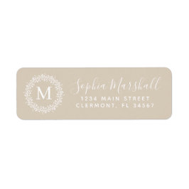 Klassieke Khaki Tan Monogram Return Address Label