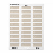 Klassieke Khaki Tan Monogram Return Address Label (Full Sheet)