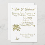 Klassieke Kijk Coconut Palmboom Trouwdag op het St Kaart (Voorkant / Achterkant)