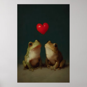 Klassieke kikker Valentijnskaart print, liefde pad Poster