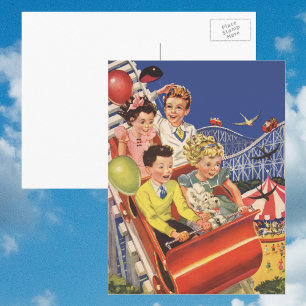 Klassieke Kinderballonnen Hond Roller Coaster Rit Briefkaart