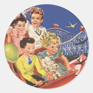 Klassieke kinderballonnen Honden Achtbaanrit Ronde Sticker