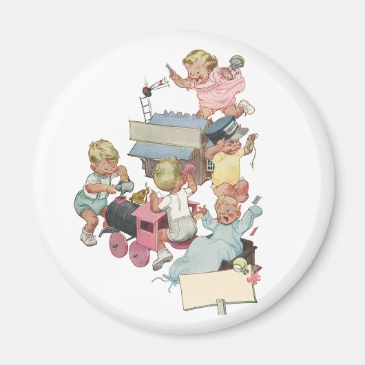 Klassieke kinderen die plezier hebben met speelgoe magneet (Voorkant)