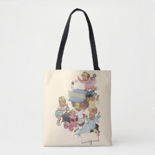 Klassieke kinderen die plezier hebben met speelgoe tote bag
