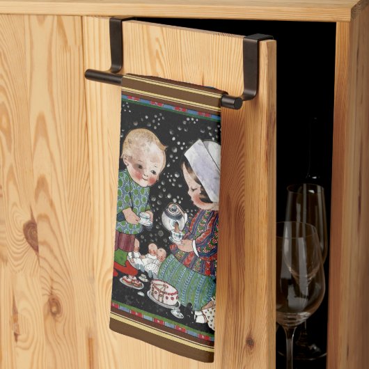 Klassieke kinderen hebben een denkbeeldig theekran theedoek (Derde Gevouwen)