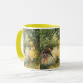 Klassieke kinderen, jongen en meisje spelen bij de mok (Voorkant links)