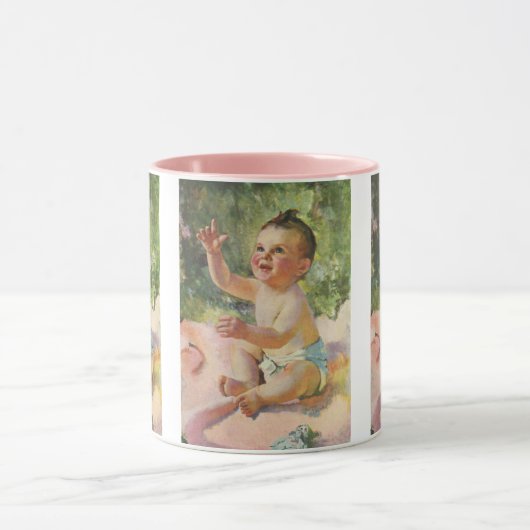 Klassieke Kinderen, Schattig Baby Meisje op een Ro Mok (Midden)