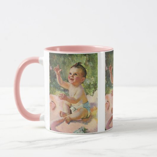 Klassieke Kinderen, Schattig Baby Meisje op een Ro Mok (Links)