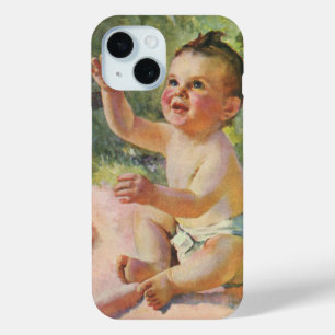 Klassieke kinderen, Schattig babymeisje op een roz iPhone 15 Case