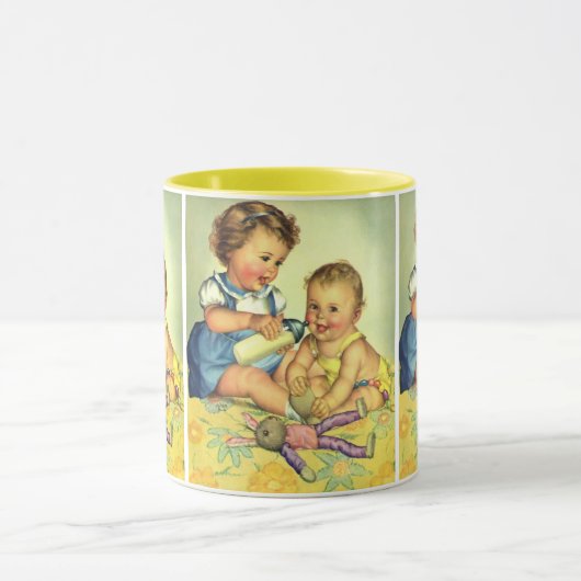 Klassieke kinderen, schattige gelukkige peuters gl mok (Midden)