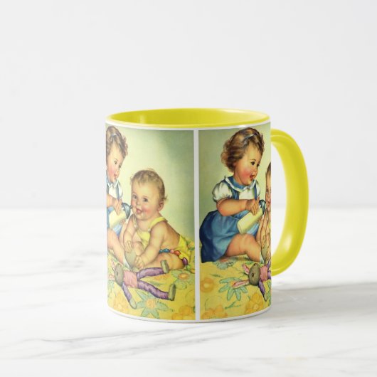 Klassieke kinderen, schattige gelukkige peuters gl mok (Voorkant rechts)