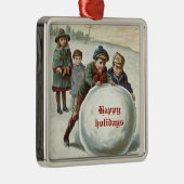 Klassieke kinderen spelen in de winter metalen ornament (Rechts)