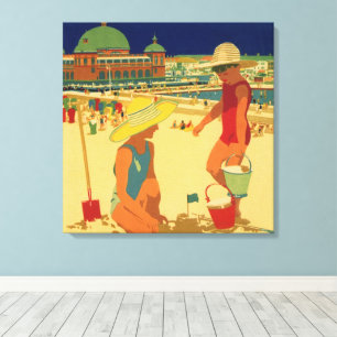 Klassieke kinderen, zusters familie vakantie aan h canvas afdruk