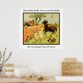 Klassieke kinderrijmelkunst De Kat en de Vedel Poster (Keuken)