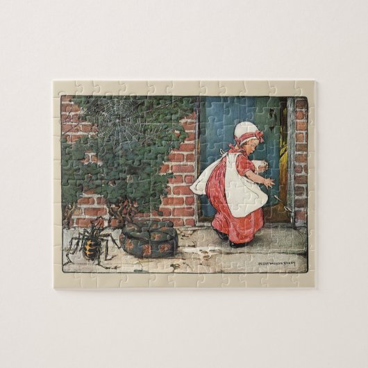 Klassieke kinderrijmpje Little Miss Muffet Spin Nu Legpuzzel (Horizontaal)