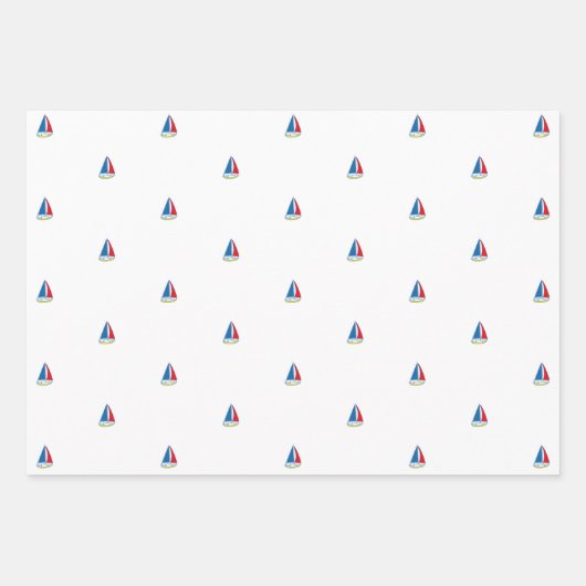 Klassieke kindertijd Eenvoudige zeilboot Nautisch  Inpakpapier Vel (Voorkant 2)