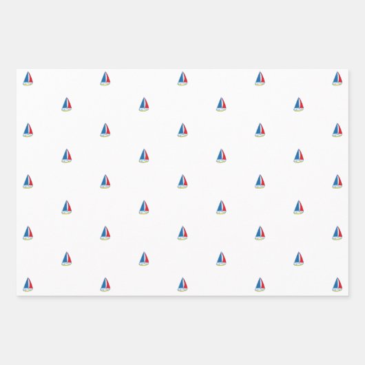 Klassieke kindertijd Eenvoudige zeilboot Nautisch  Inpakpapier Vel (Voorkant)