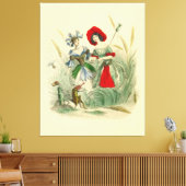 Klassieke kinderwaterverf afdruk van bloemen canvas afdruk (Insitu (Woonkamer))