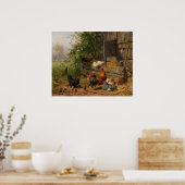 Klassieke kippen en haan landelijke wanddecoratie poster (Keuken)
